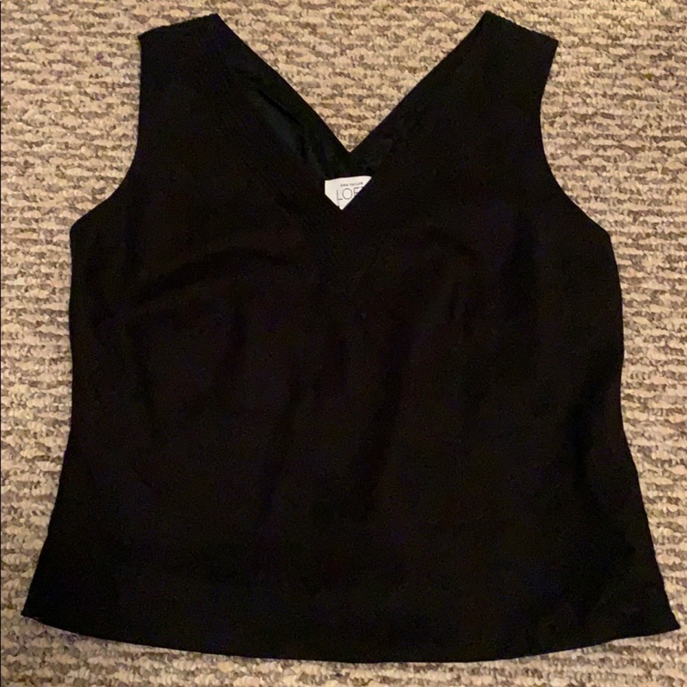 NWT Black V-neck linen top